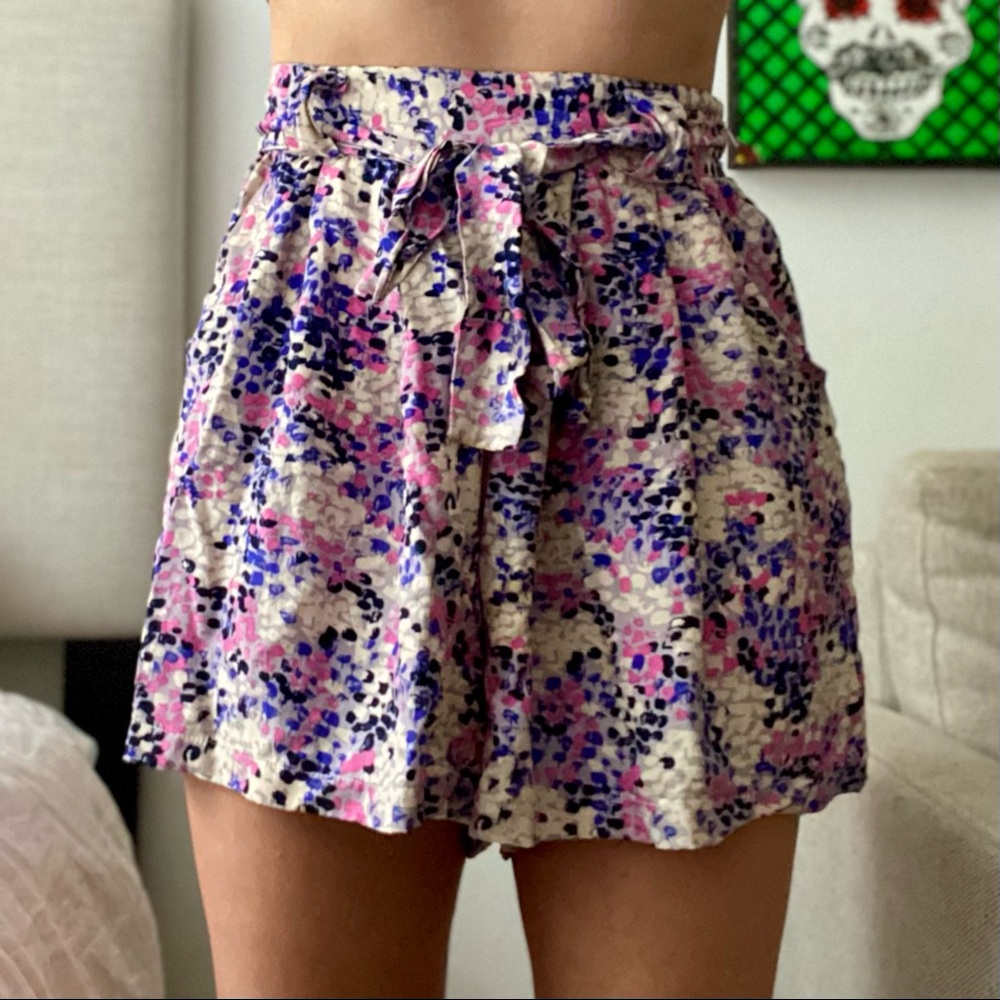 Yumi Kim Pink Blue Purple Silk Tie Shorts - XS
